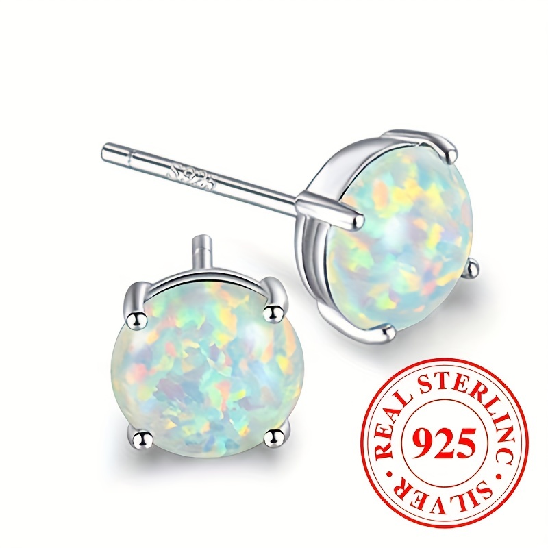 Round Opal Earrings 18k Gold 7573  Australian Opal Jewelry