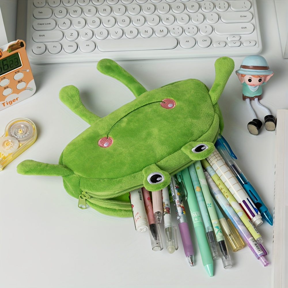 Kawaii Big Mouth Frog Plush Pencil Case Soft Plush Pencil - Temu Canada