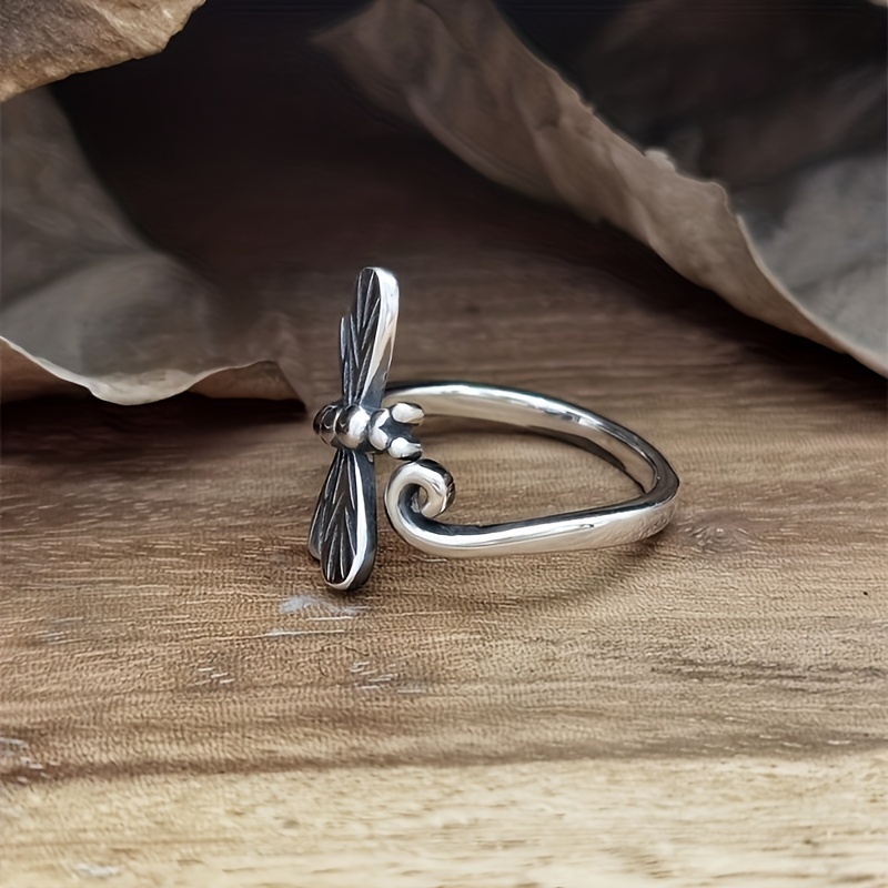 Men's Boho Vintage Dragonfly Adjustable Ring, Wedding Party