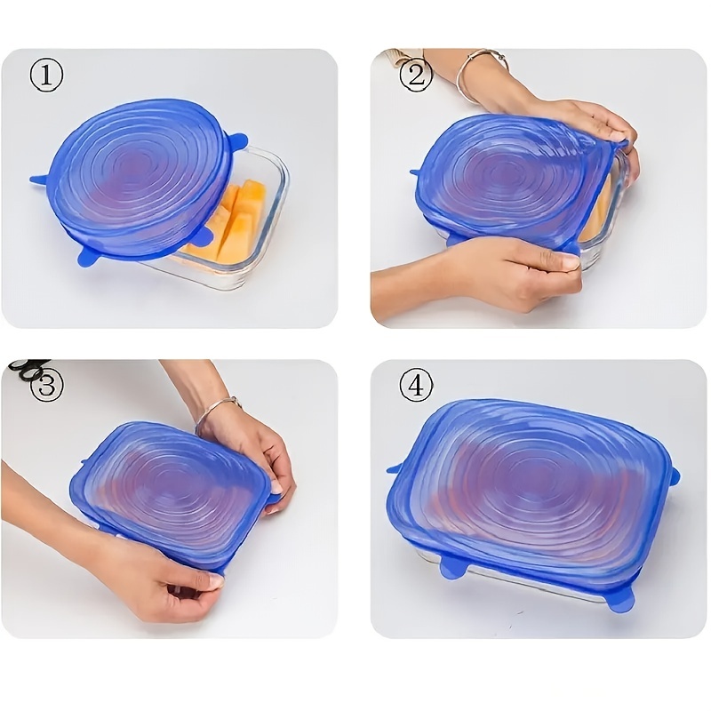 Rabbitstorm Silicone Stretch Lids,Bowl Covers for Food Storage,6 pieces  Reusable Eco Lids Fit for Various Sizes and Shape of Containers,Durable and