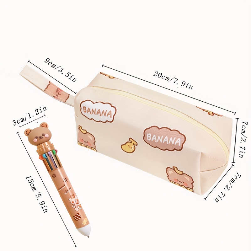 Pencil Pouch With A 10 in 1 Colored Retractable Bear - Temu