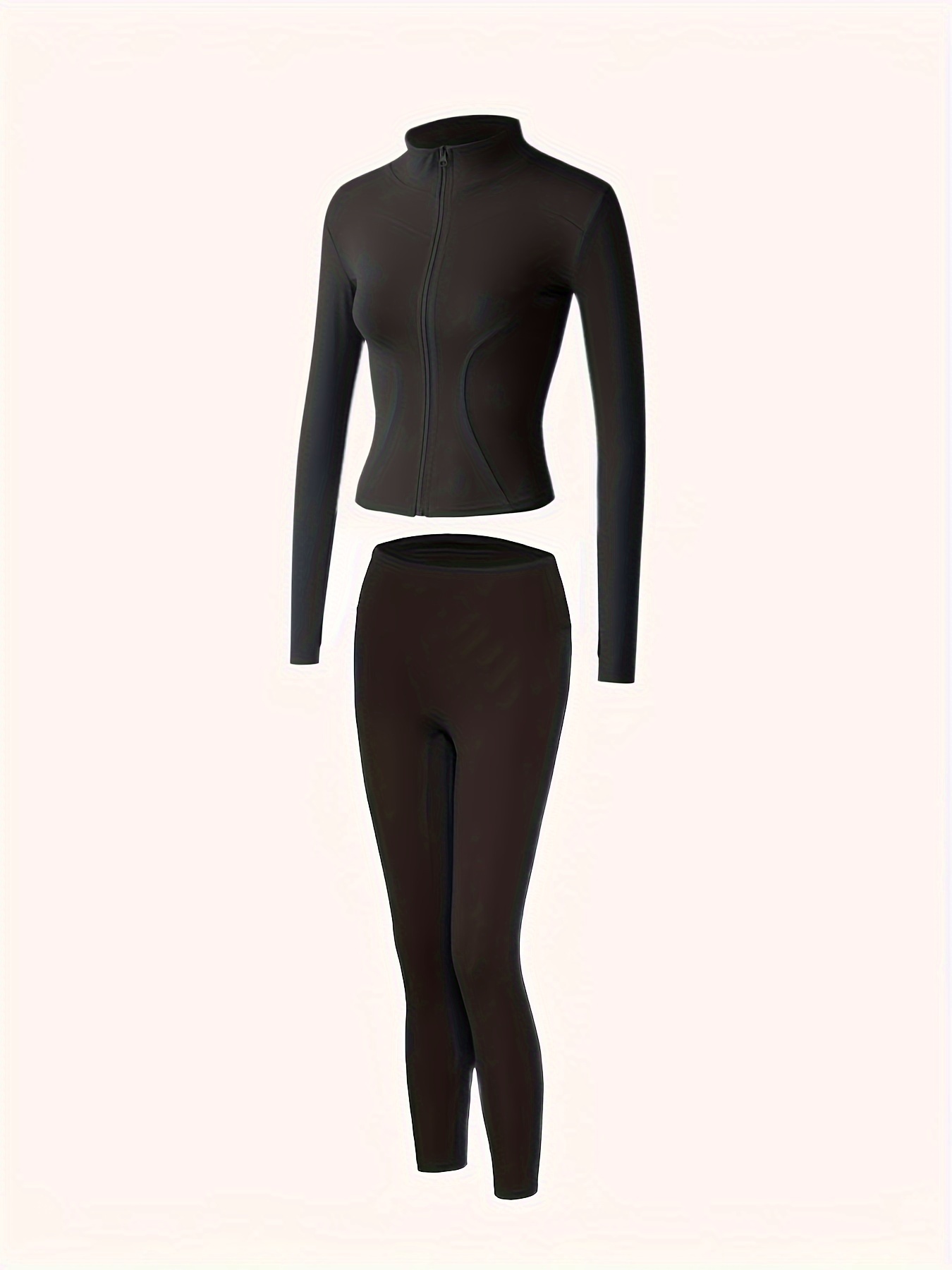 Solid Color Long Sleeve Jumpsuit Fitness Yoga Slim Fit Yoga - Temu