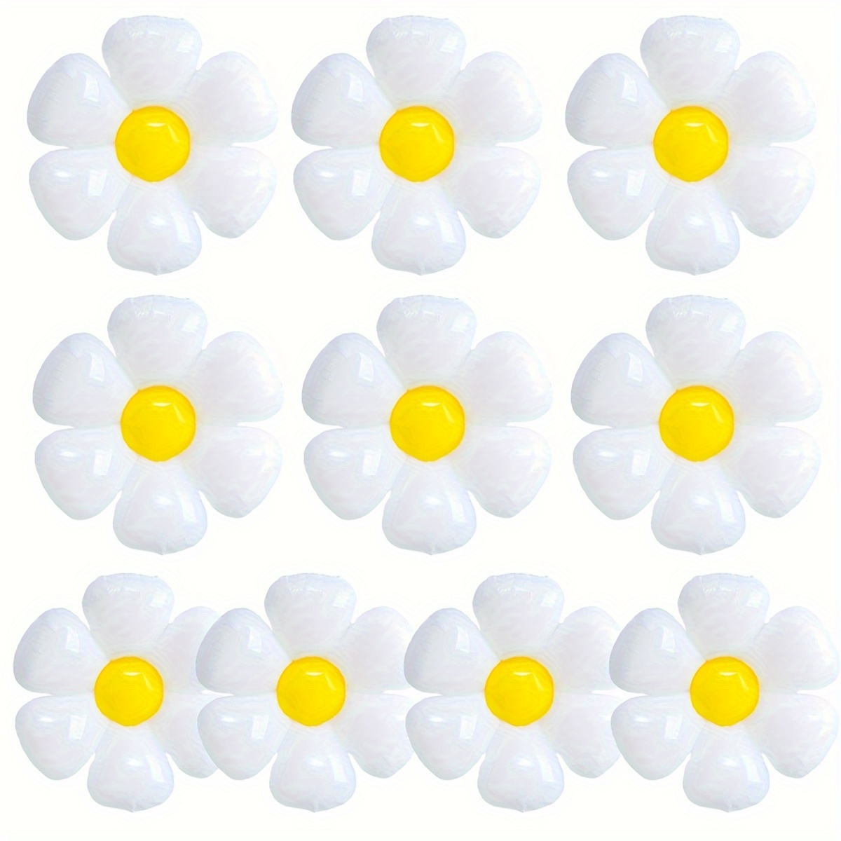 Set of 10, White Daisy Flower-Shaped Mylar Foil Balloons, Assorted Floral  Balloon Party Decorations with Balloon Dots - 10, 19, 27 in 2023
