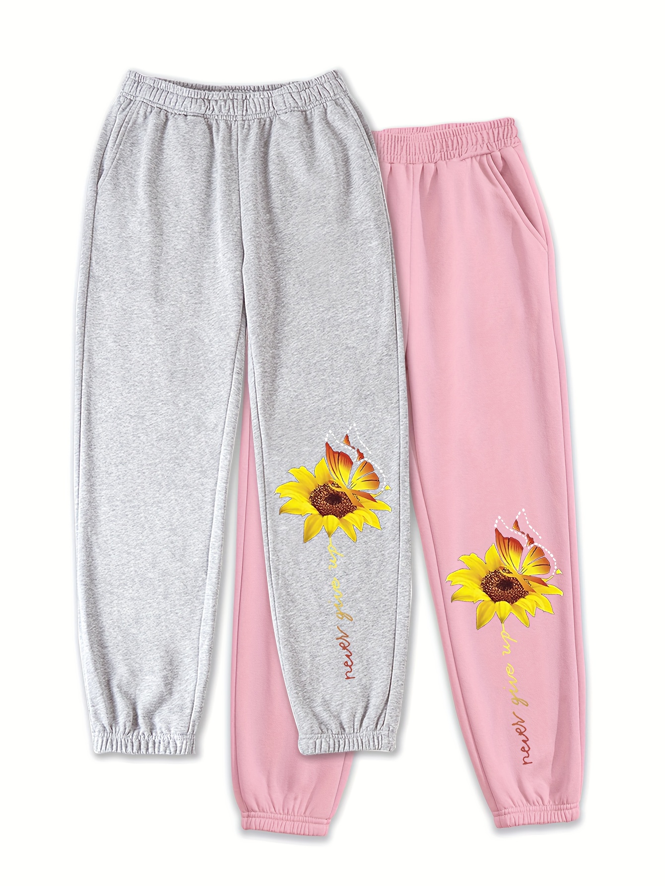 Girls Sunflowers Print Jogger Sweatpants Comfy Baggy Fit Temu