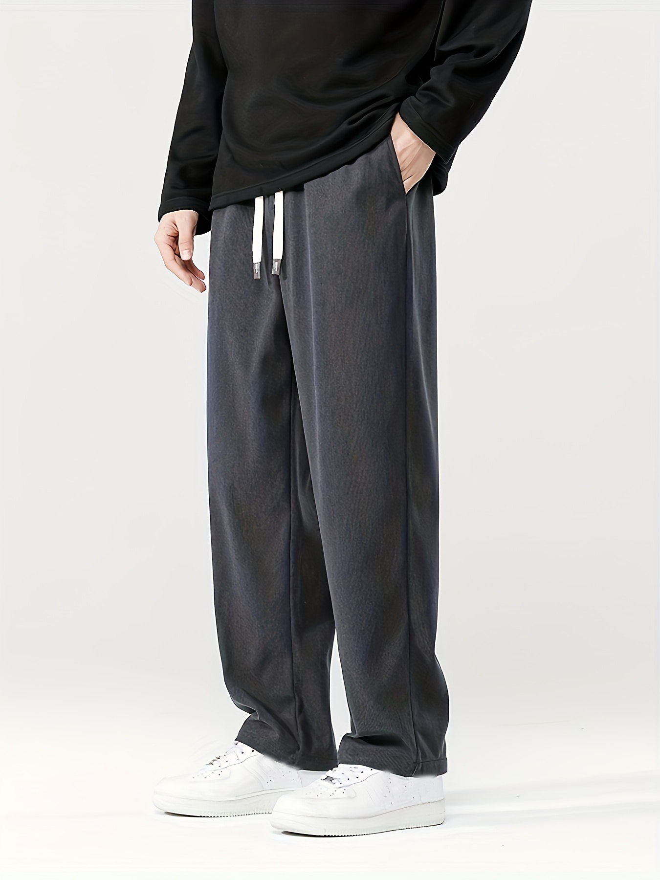 Drawstring Sweatpants Loose Fit Pants Men's Casual Baggy - Temu Canada
