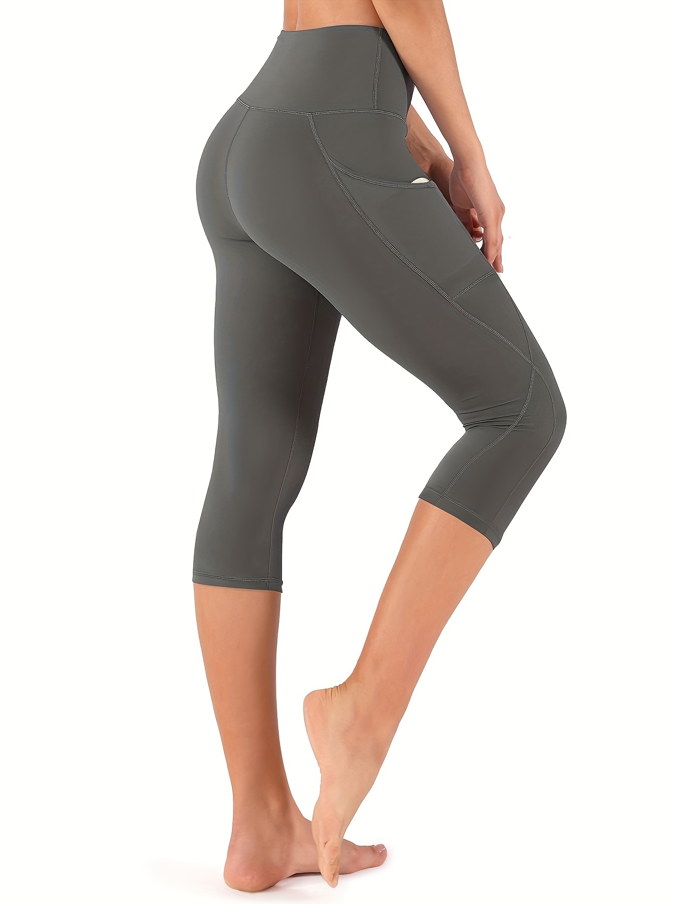 Workout Capri Leggings with Pocket For Women High Waisted Athletic Yoga  Pants
