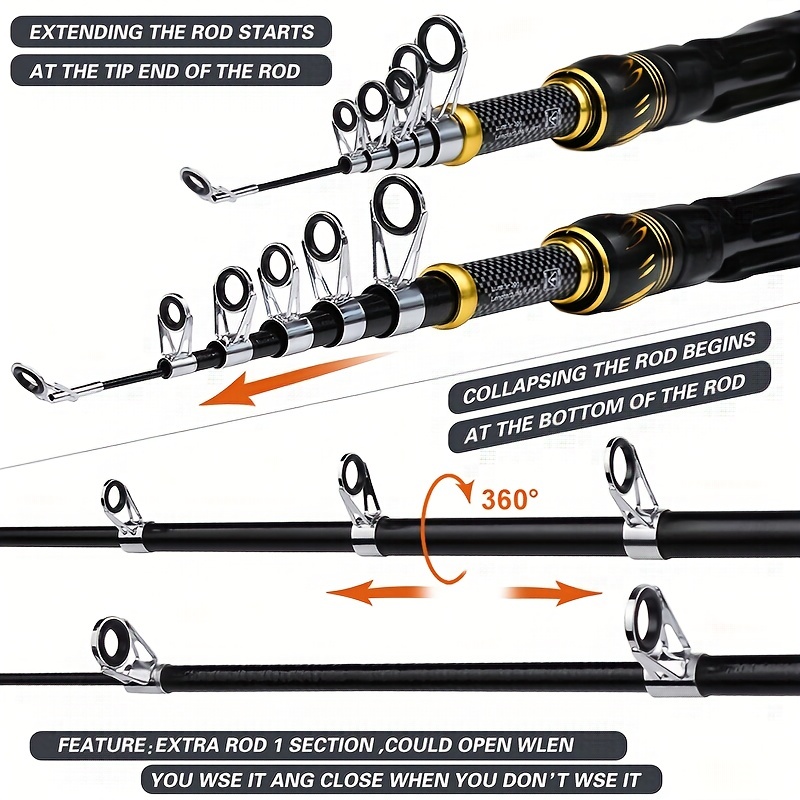 PROBEROS Telescopic Rod And Reel Combo Kit Carbon Fiber Best Ultralight Spinning  Rod With 7.2/1 Gear Ratio, Baitcasting Reels, Line Lures, Hooks, And Bag  Combo 230619 From Wai06, $39.31