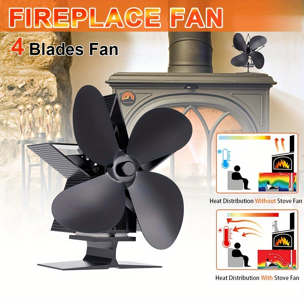 5 Blades Fireplace Fan Wood Stove Fan Non Electric Fan For - Temu