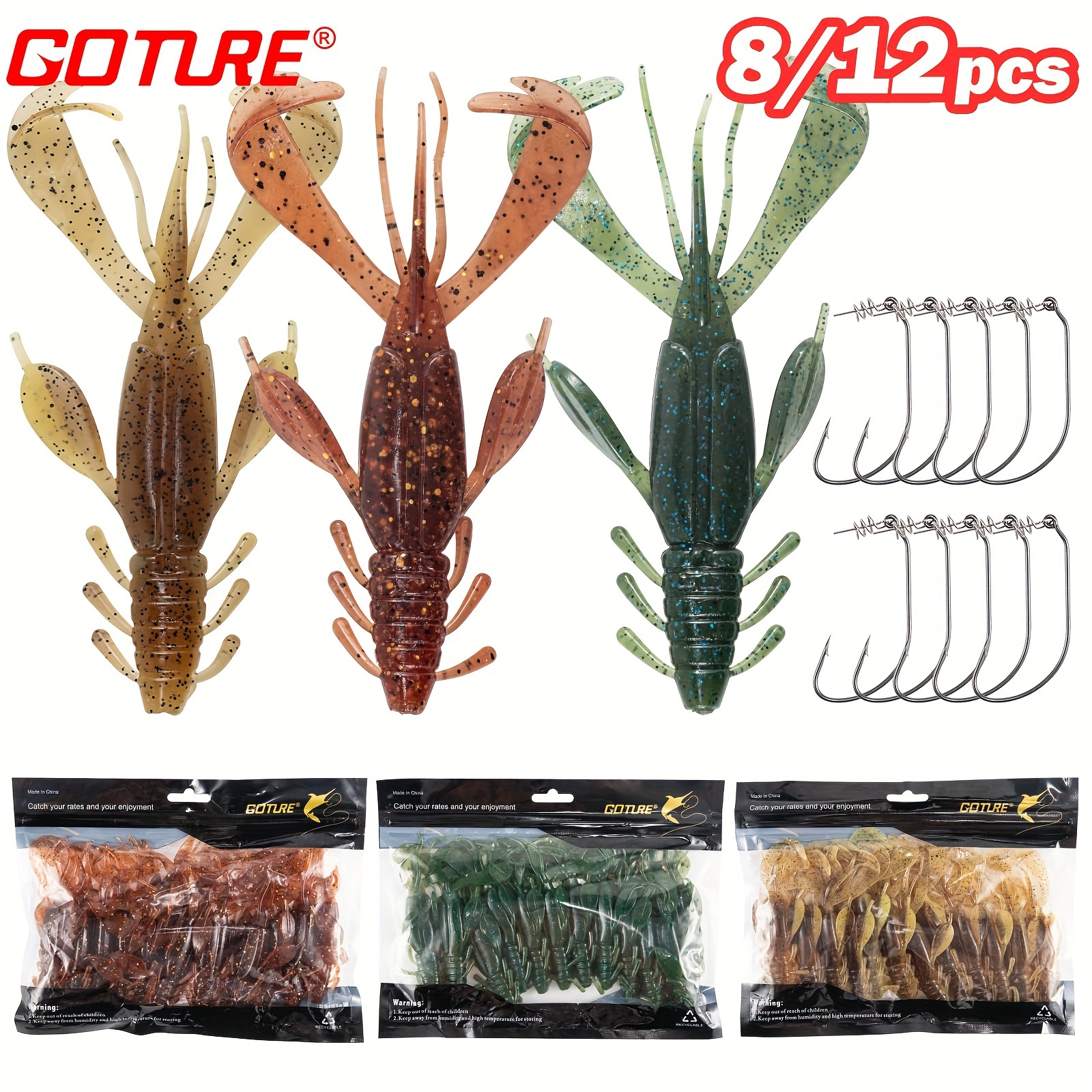 4pcs Creature Bass Artificial Soft Plastic Crawfish for Freshwater