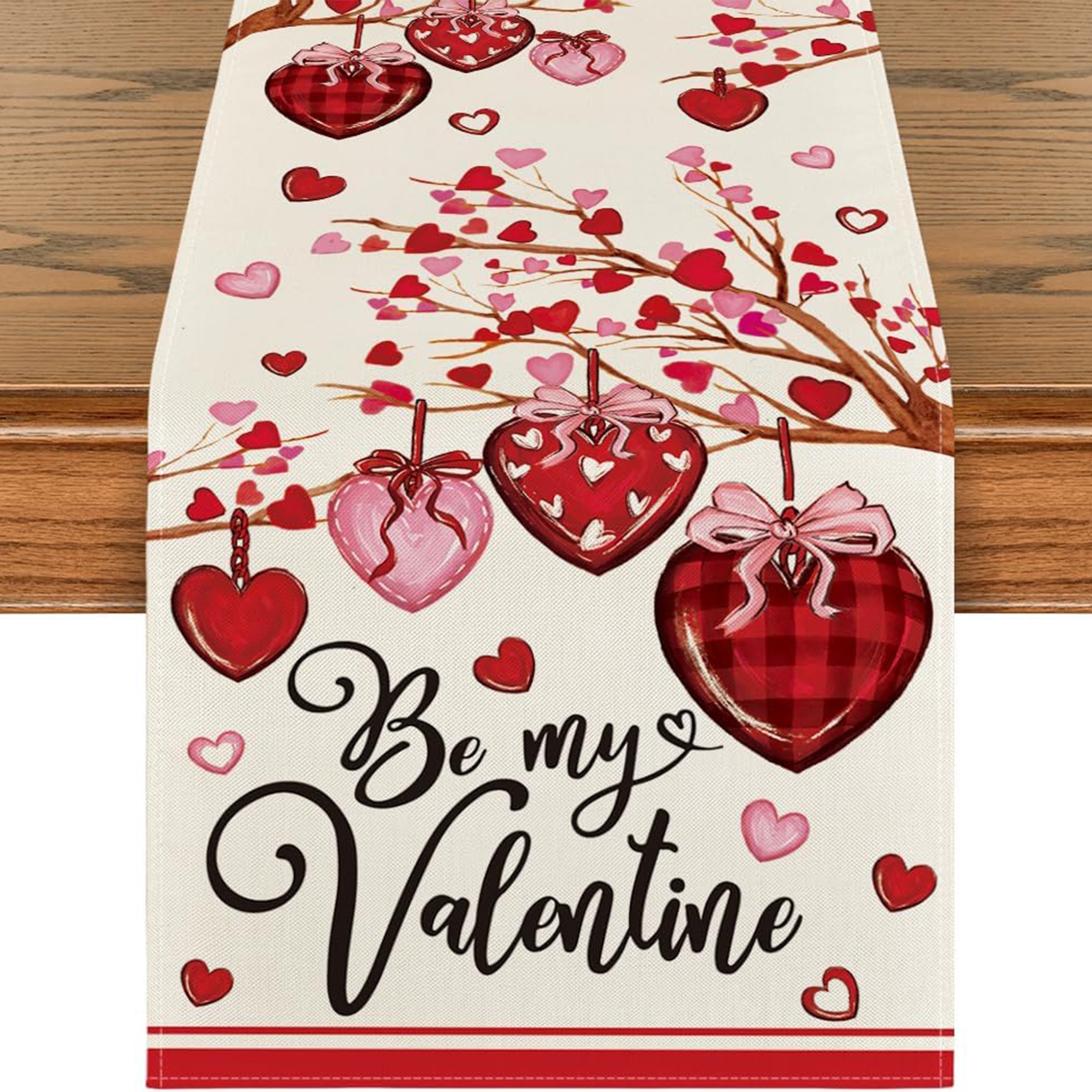 Valentines Day Table Runner, Valentines Day Decor Romantic Red Love Heart  Valentines Table Runner, Dinning Table Decor for Wedding Anniversary 