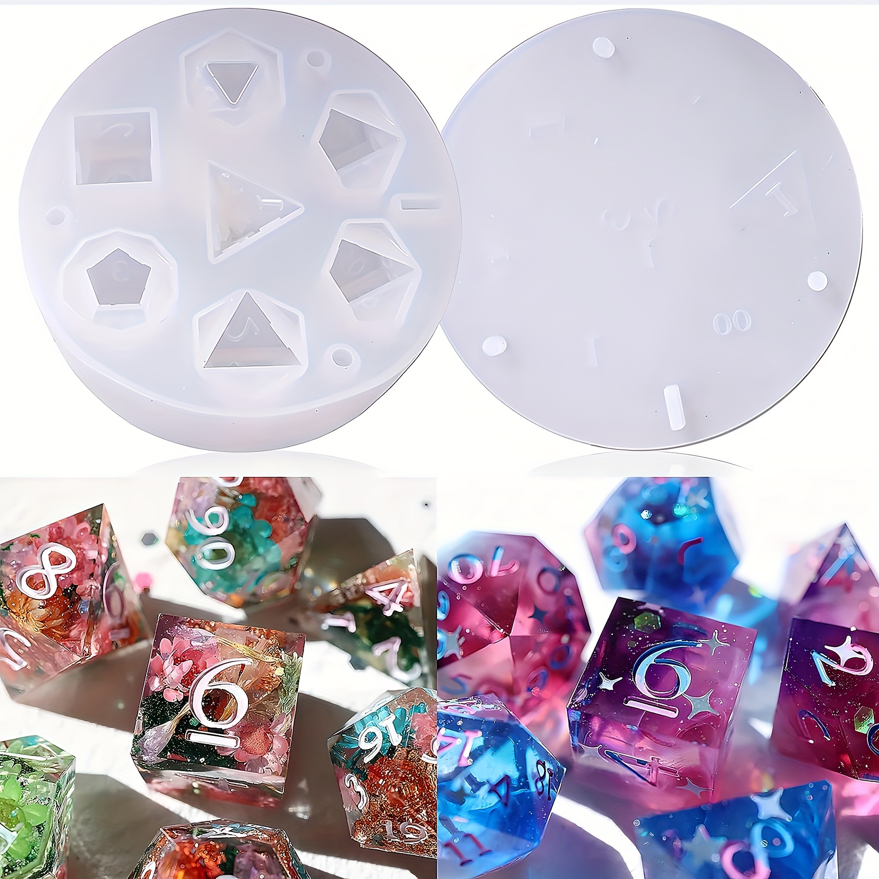 JEYUQAXY Large Silicone Polyhedral Dice Molds 2 Styles with D20, and D12  Silicone Resin Casting DND Dice Molds for Resin DIY Resin, Dice, Jewelry