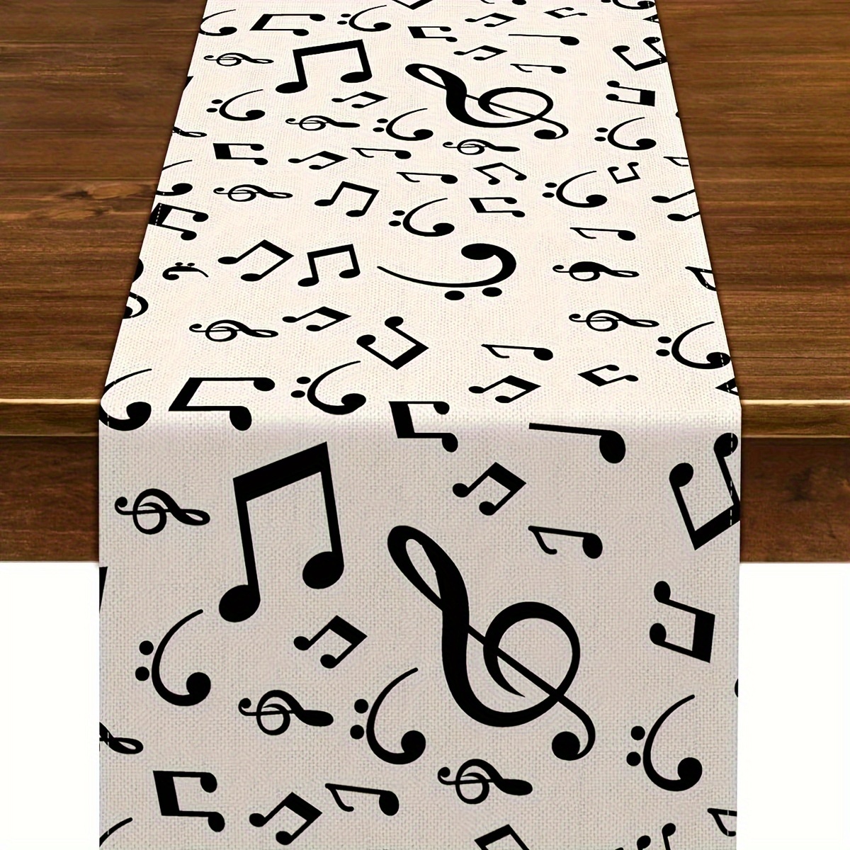 

1pc, Polyester Table Runner, Musical Notes Table Runner, Music Event Birthday Party Wedding Decoration, Farmhouse Home Dining Room Kitchen Table Decor