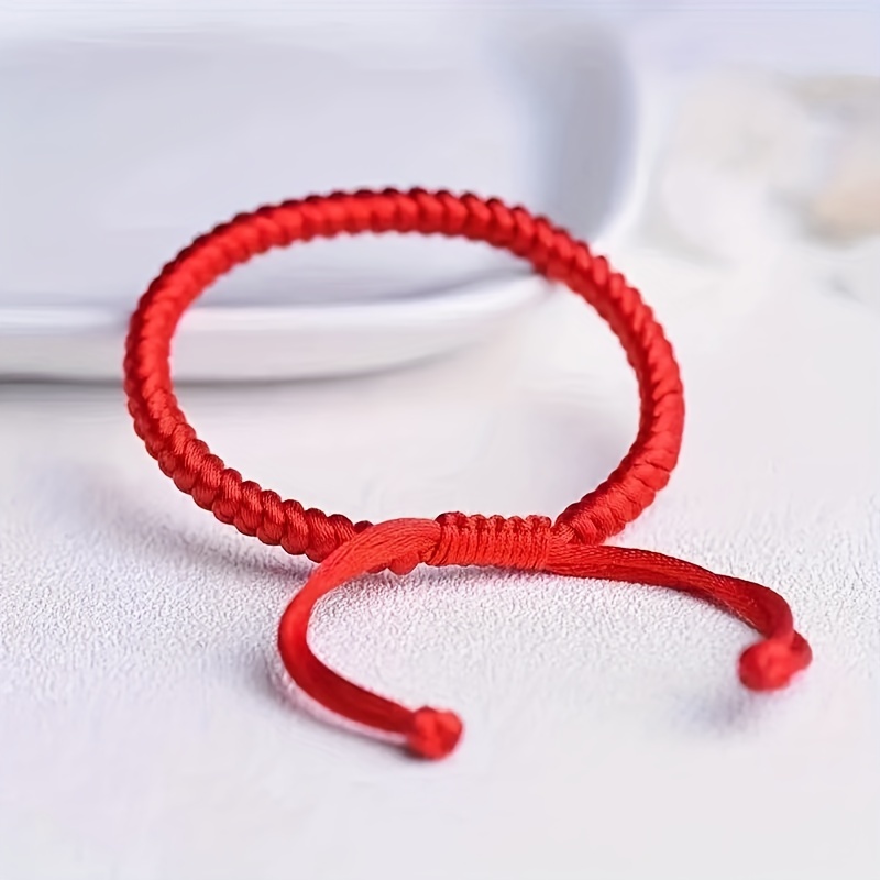 Lucky Rope Bracelet with Adjustable Red Thread Knot