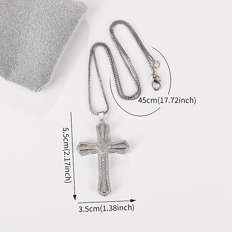 Men's Ice Crystal Inlaid Zircon Cross Necklace
