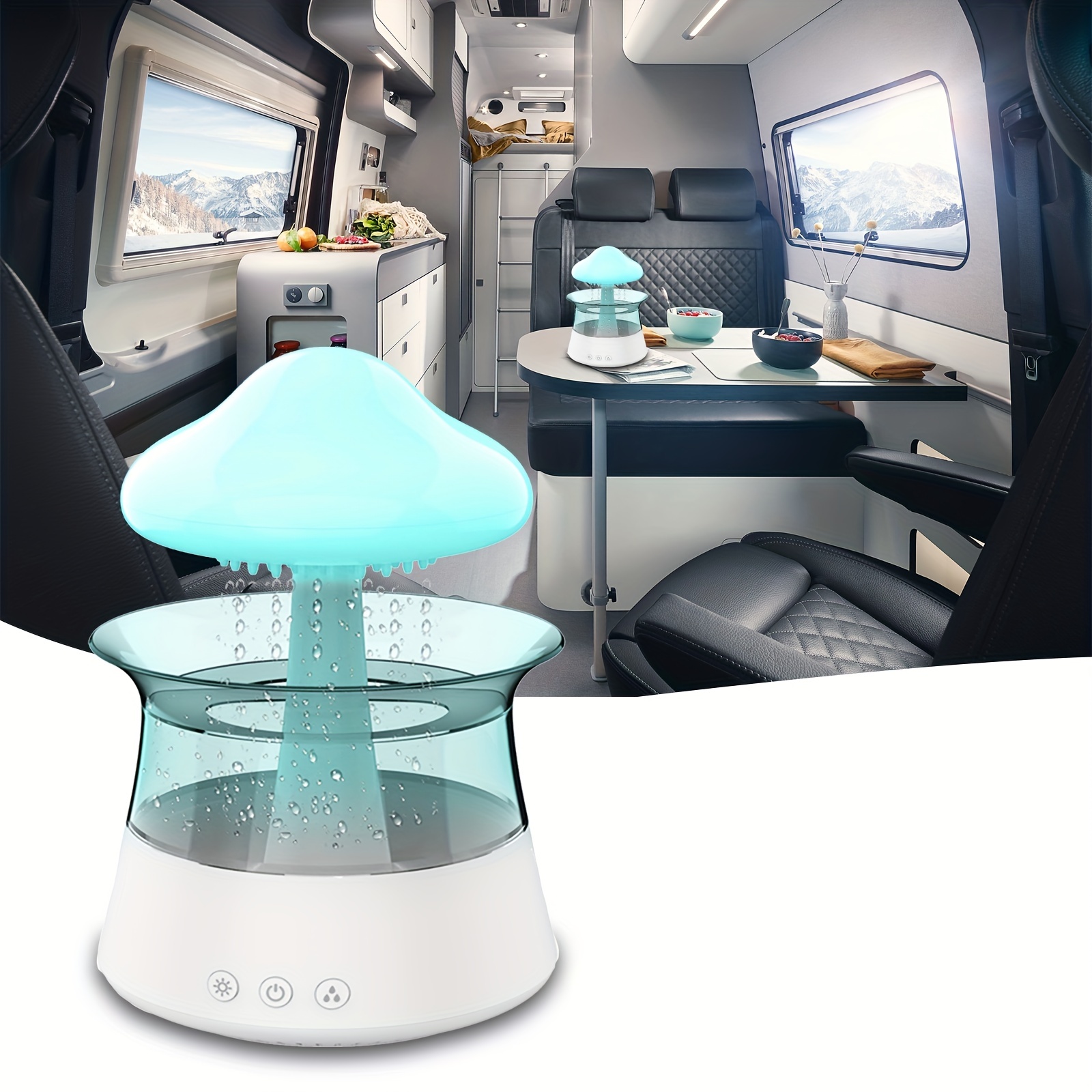 Rain Cloud Humidifier With 7 Colors LED Lights Mini Mushroom Aroma