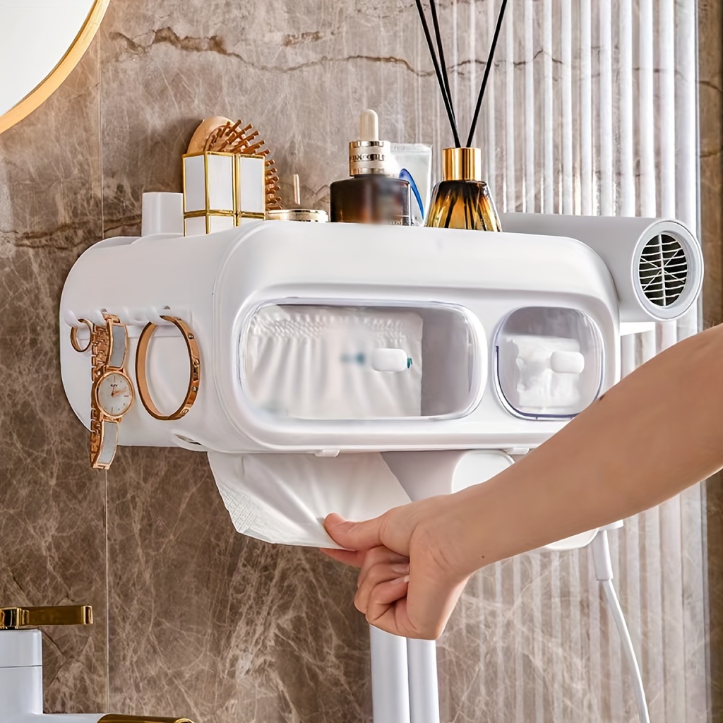 Bathroom Punch-free Hair Dryer Wall mounted Holder Storage Box