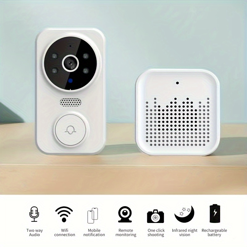 Wewoo - Interphone vidéo Visiophone sans fil Portier 720P WiFi IP54 caméra  de porte étanchecarte micro sd vision nocturne blanc - Sonnette et  visiophone connecté - Rue du Commerce