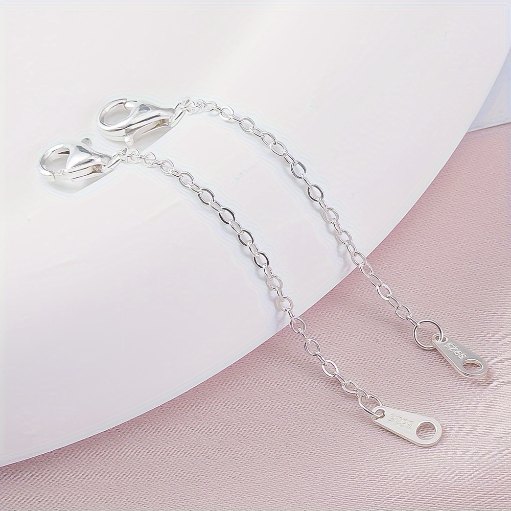 

2pcs 925 Sterling Silver Extended Chain With Lobster Clasp Necklace Connectors Chain Extender Chain For Diy Jewelry Making Bracelet Cloth Accessories