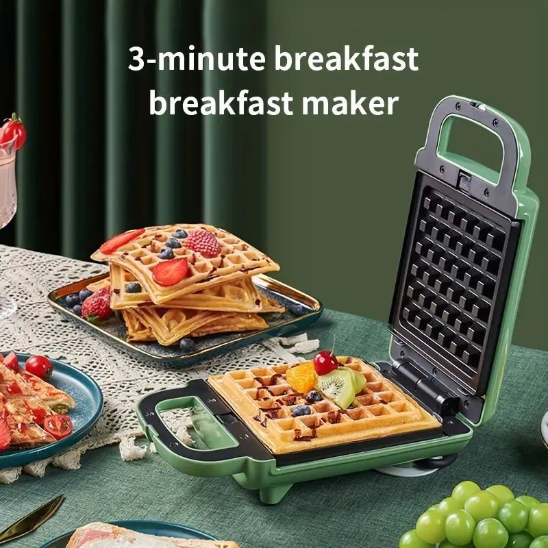 1pc waffle maker with non stick plate compact and easy to clean waffle iron breakfast waffle maker small belgium grilled cheese stainless steel sandwich maker breakfast maker toaster small appliances home frying steak maker details 1