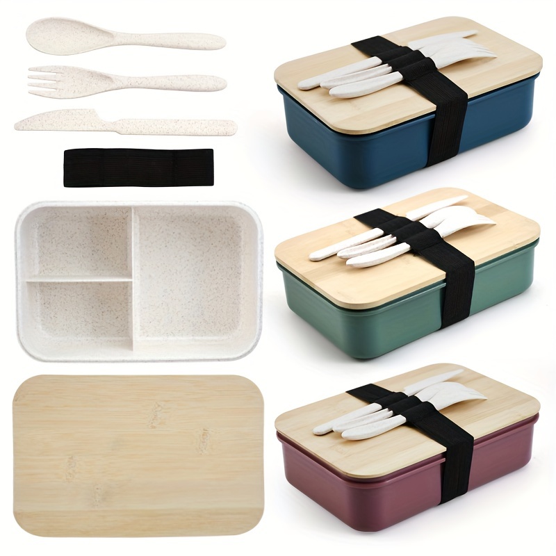 Single Layer Lunch Box With Bamboo Lid Microwaveable Bento - Temu