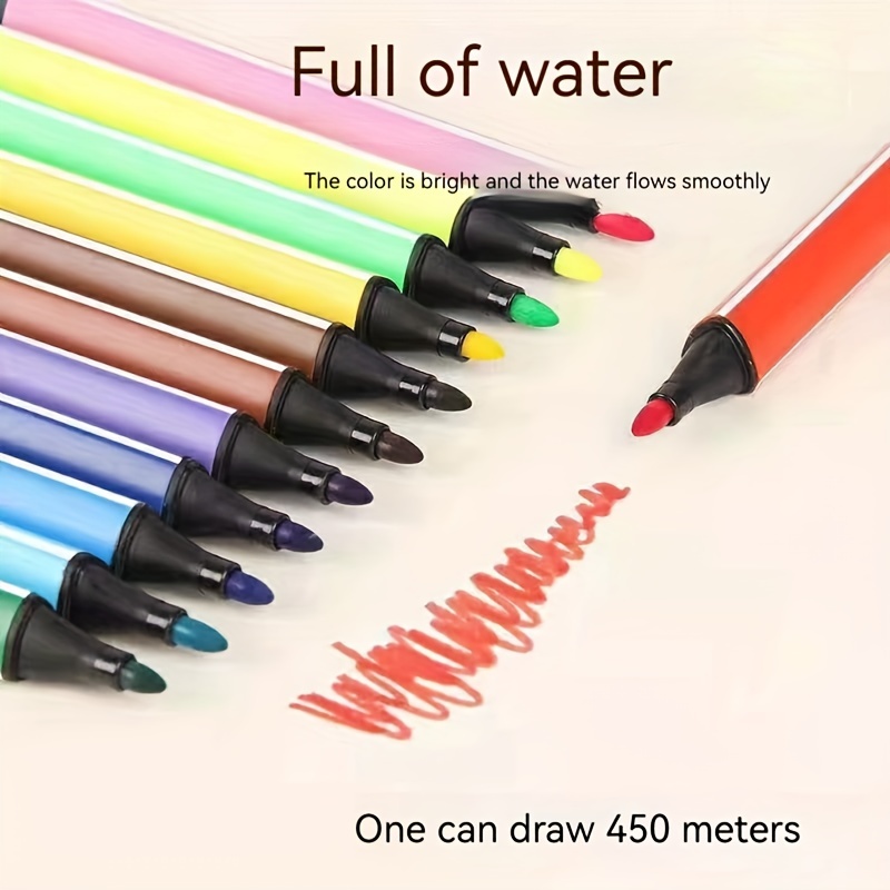1 Pack Of 12 Colors Children's Colorful Watercolor Pen Painting Doodle Pen  Children's Stationery Painting Tools Learning Supplies