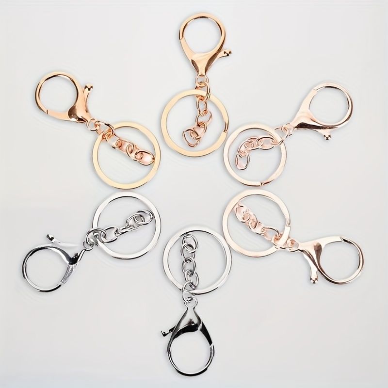 10pcs/set Ladies' Lobster Clasp Ring Keychain Accessories In Gold And  Silver Color