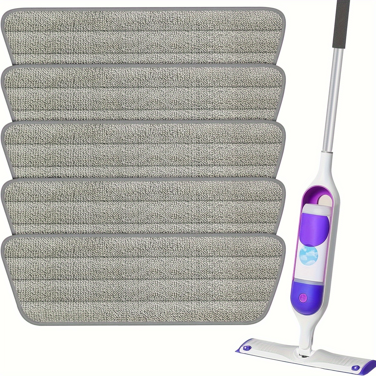 TEMU Reusable Mop Refill Pads Compatible With Mop, Microfiber Power Mop Refills Machine Washable Power Mop Pads Replacement Purple Hardwood Floor Mop