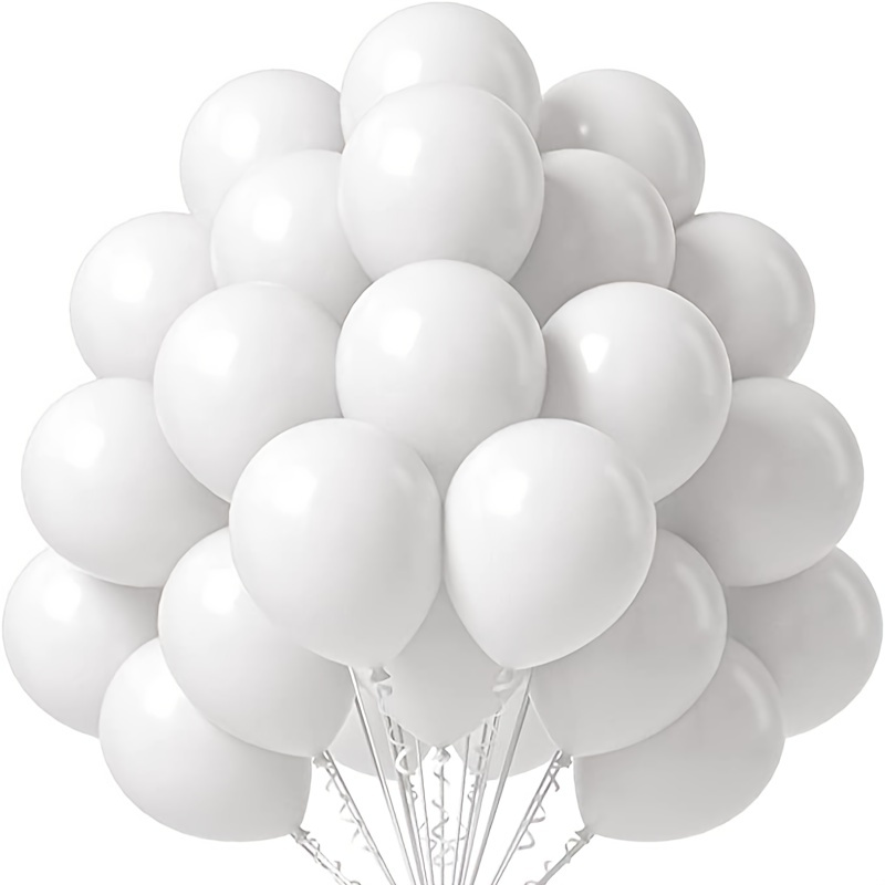 50 Pcs Ballon coeur Blanc, 10 Pouces Ballons en Latex en Forme de
