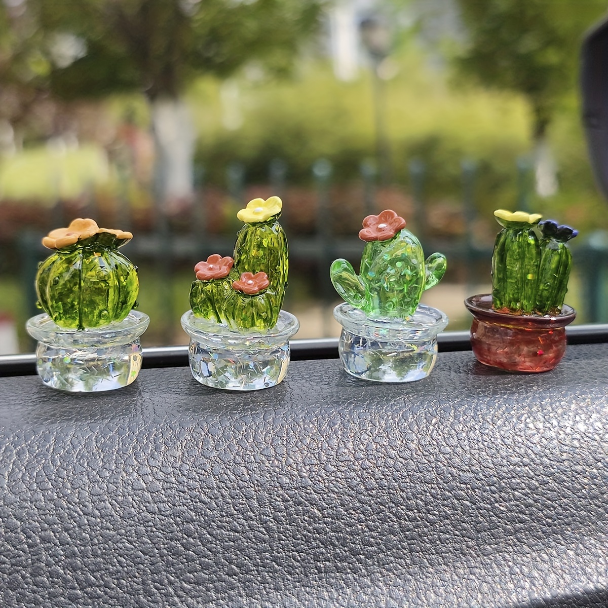 4 Pièces/ensemble Mignon Transparent Cactus Conception Voiture
