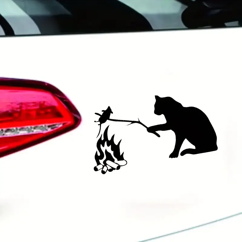 Kreative Lustige Katze Gegrillte Maus Autoaufkleber Cartoon Spaß