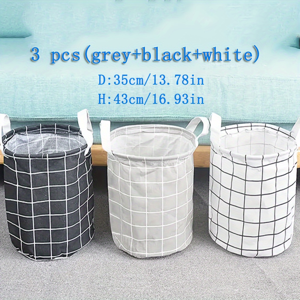 Waterproof Laundry Basket Round Stripe Foldable Cute - Temu