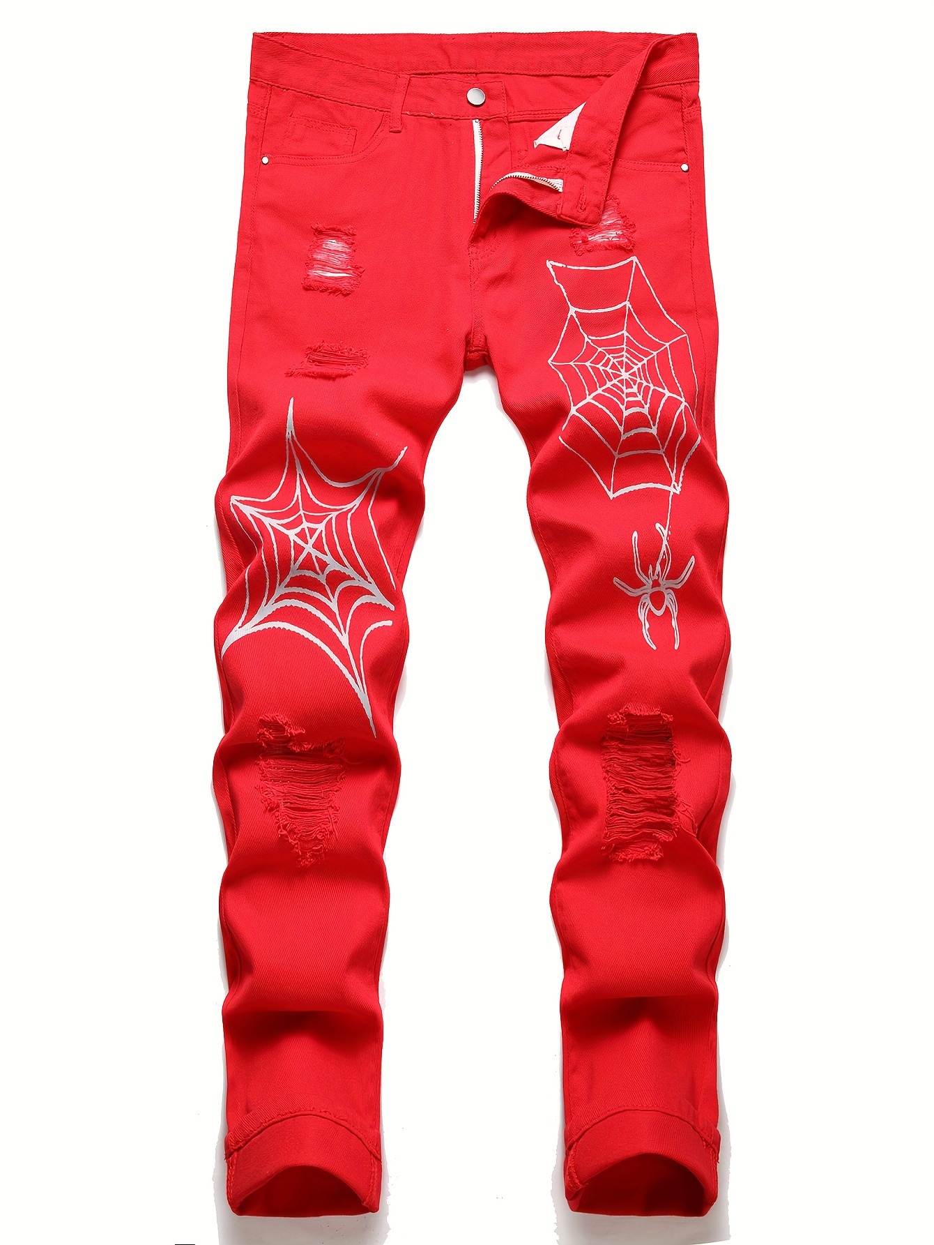 Nuevos Pantalones Vaqueros Rojos Para Hombre, Pantalones Elásticos  Ajustados Para Primavera Y Otoño