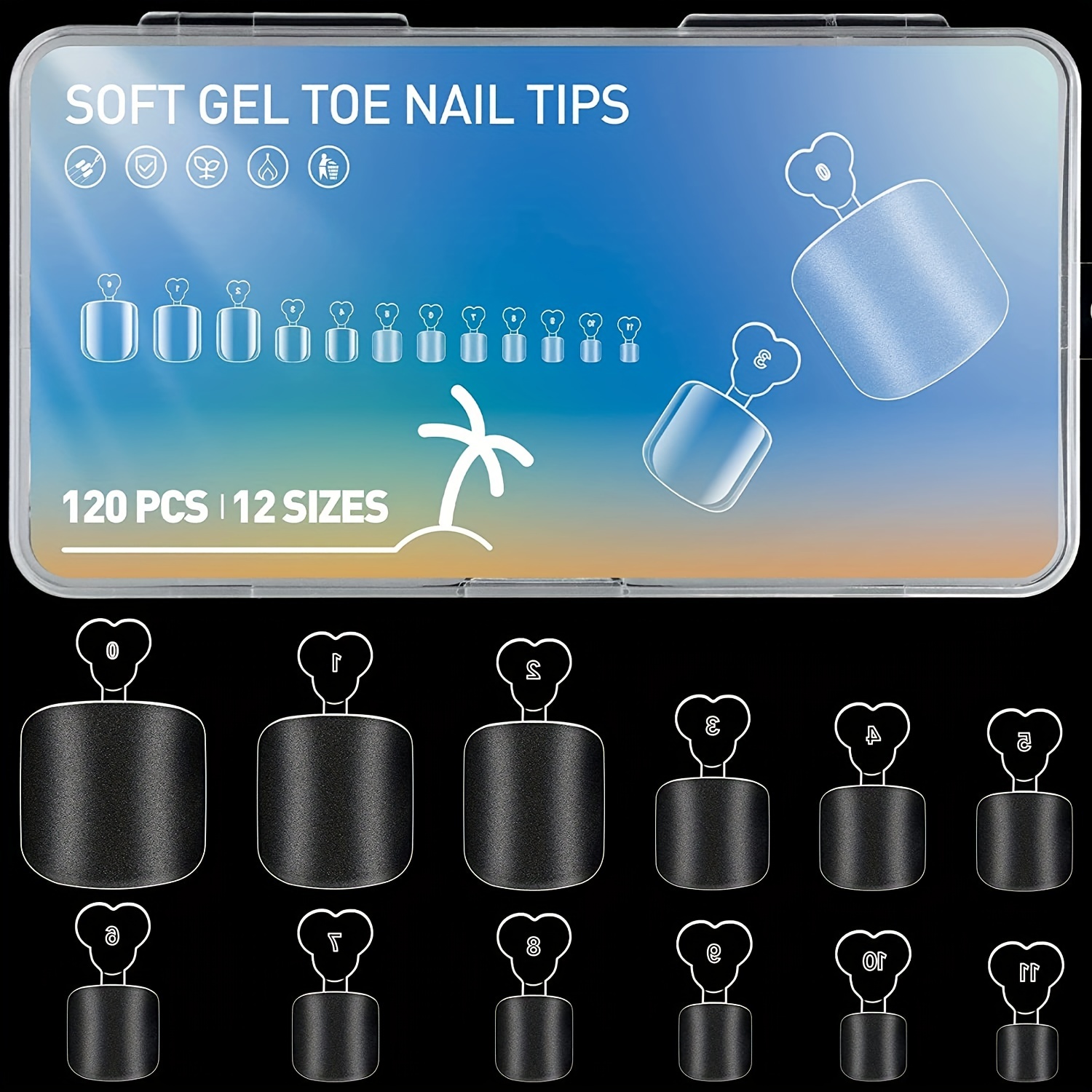 

Fake Toenails 120pcs Soft Gel Full Cover Toe Nail Tips Matte Press On Toenails 12 Sizes Acrylic Toenails Gel Nail Extension Tools !