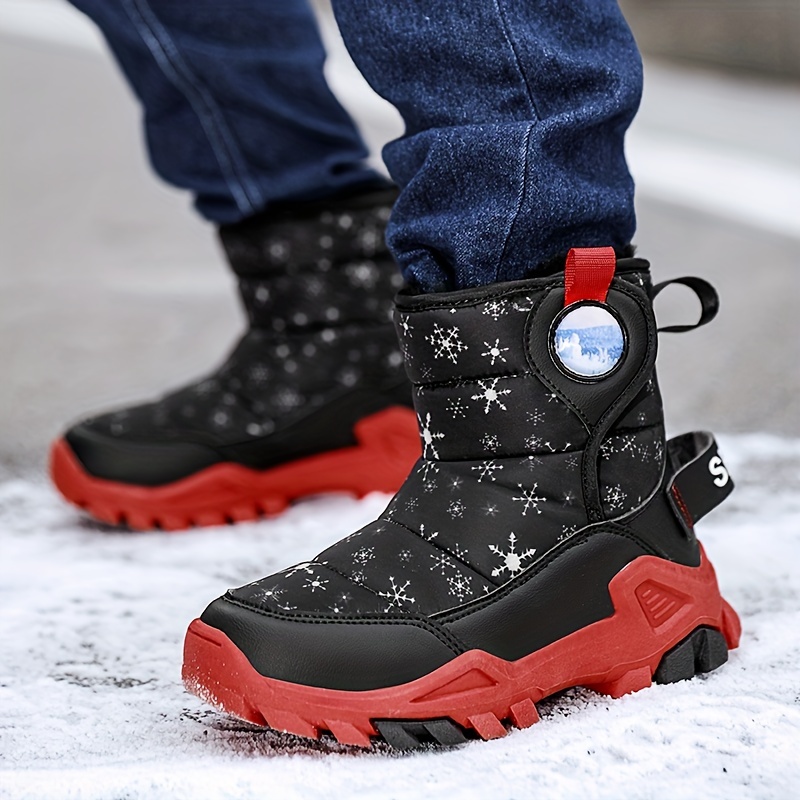 Boy's Trendy Snow Boots, Warm Fleece Cozy Non-slip Ankle Boots Plush Comfy  Outdoor Hiking Shoes Lined Trekking Shoes, Winter - Temu Qatar