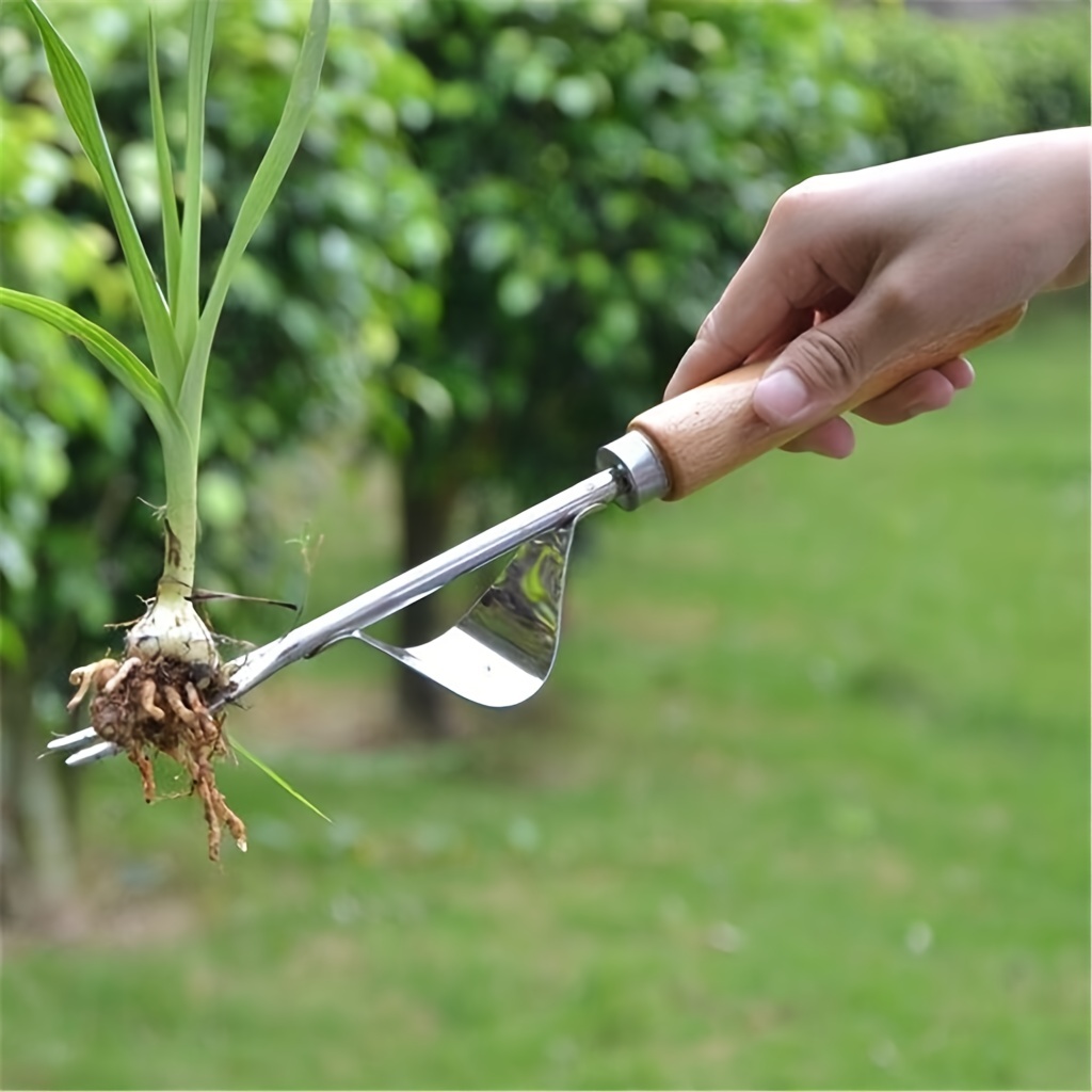 Garden Weeding Fork Manual Digging Lawn Tool With Wooden - Temu