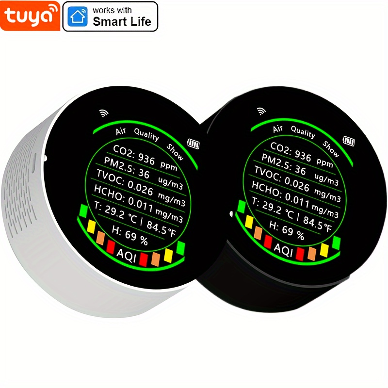 Monitor de calidad del aire para interiores, probador de calidad del aire 7  en 1 con alarma de sonido, kit de prueba de medidor de calidad del aire