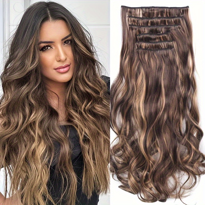 Extensiones de cabello con clip de colores para niñas - Temu