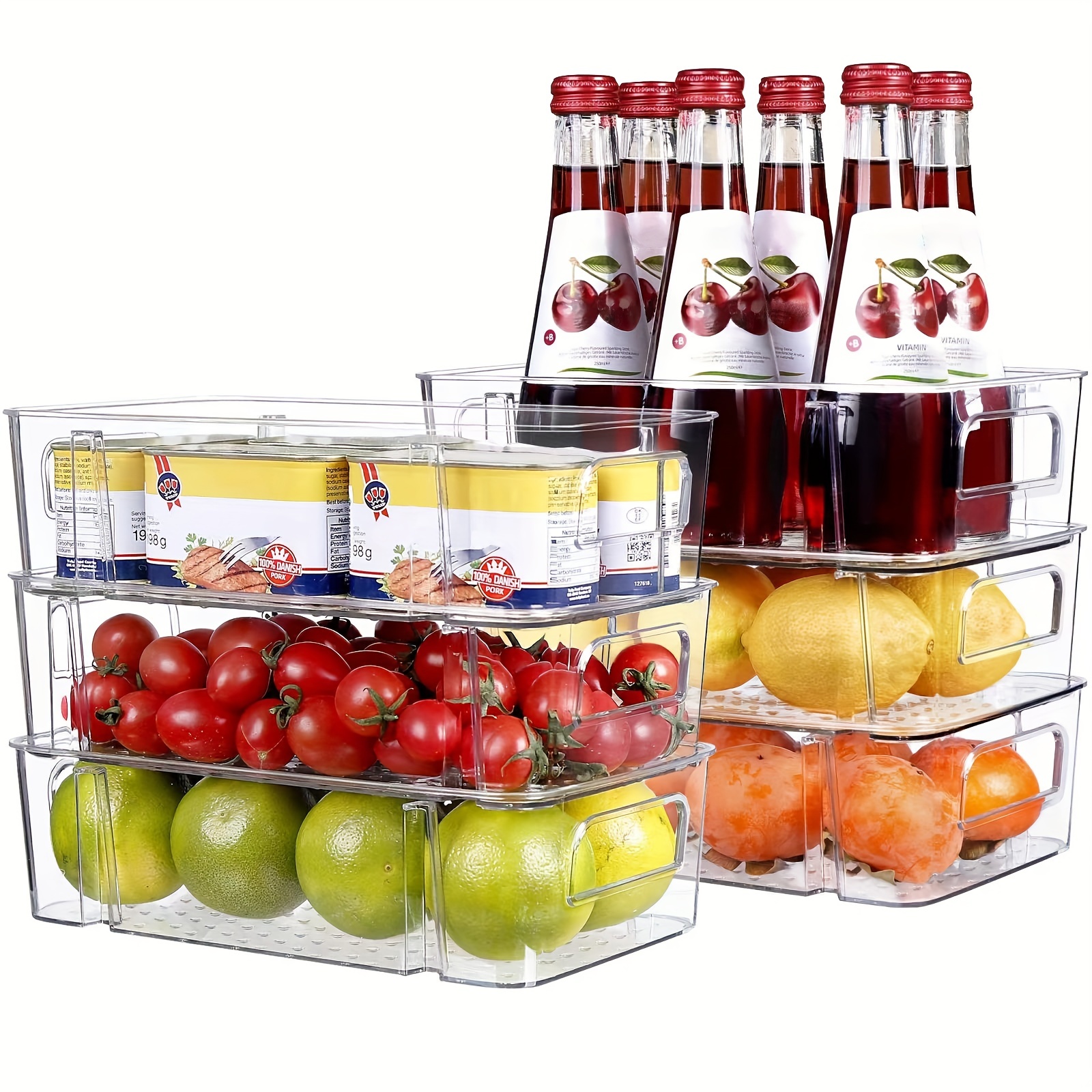 Pantry And Refrigerator Organizer Bins With Handle For - Temu