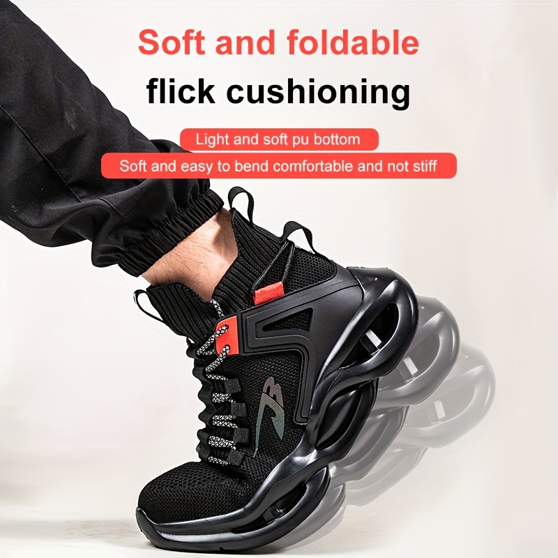 PLUS SIZE Men's Steel Toe Puncture Proof Anti-skid Blade Type Work Safety  Shoes, Breathable Woven Knit Industrial Construction Sneakers
