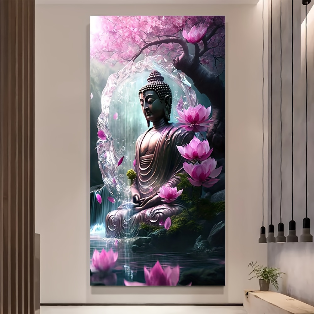 Vivid Large Buddha Face Wall Art Canvas Prints Modern Buddhism