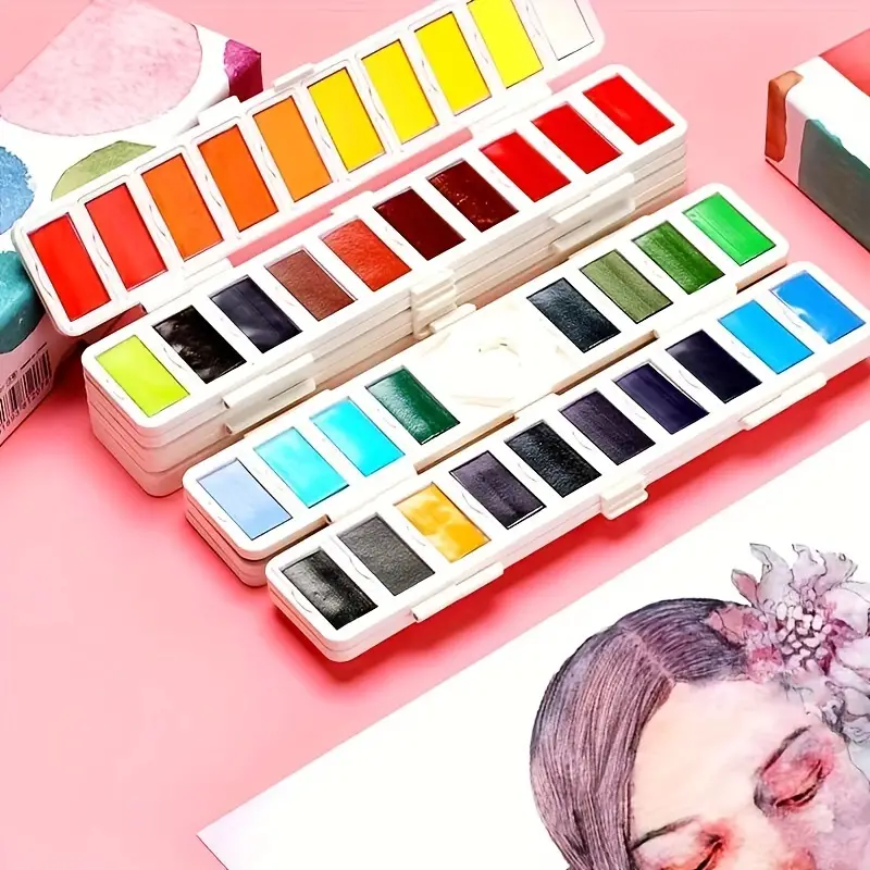 18/38 Colors Watercolor Paint Set, Foldable Travel Pocket Watercolor Kit  For Adults, Beginners, Outdoor Painting