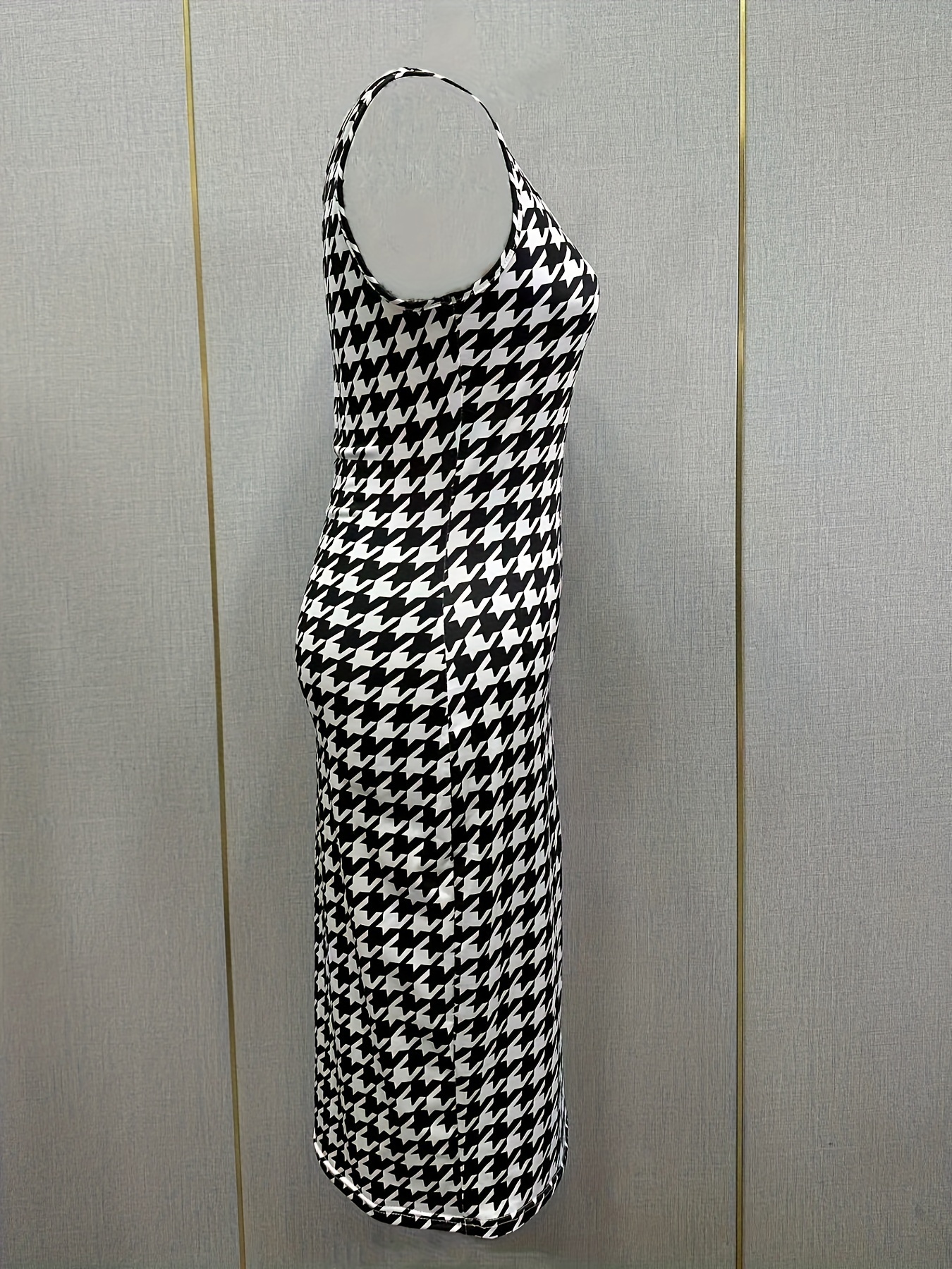 Houndstooth Print Sleeveless Tank Dress, Stylish V Neck Dress For Fall &  Winter, Women's Clothing