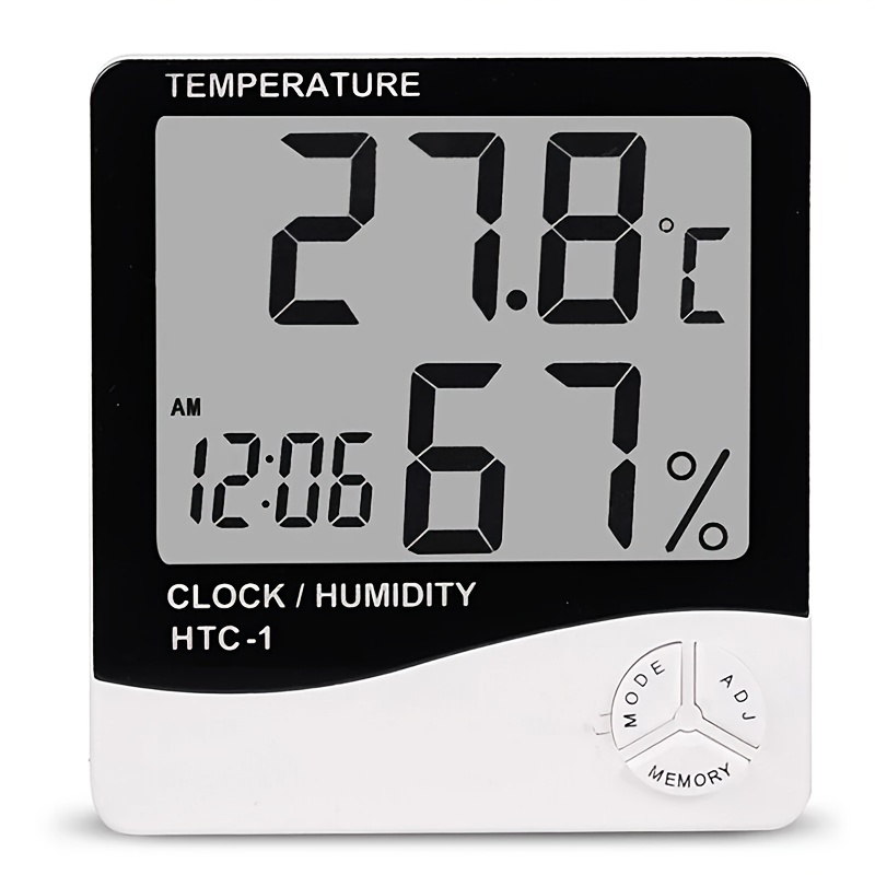 LCD Electronic Digital Temperature Humidity Meter Thermometer Hygrometer  Indoor Outdoor Weather Station Clock HTC-1 HTC-2