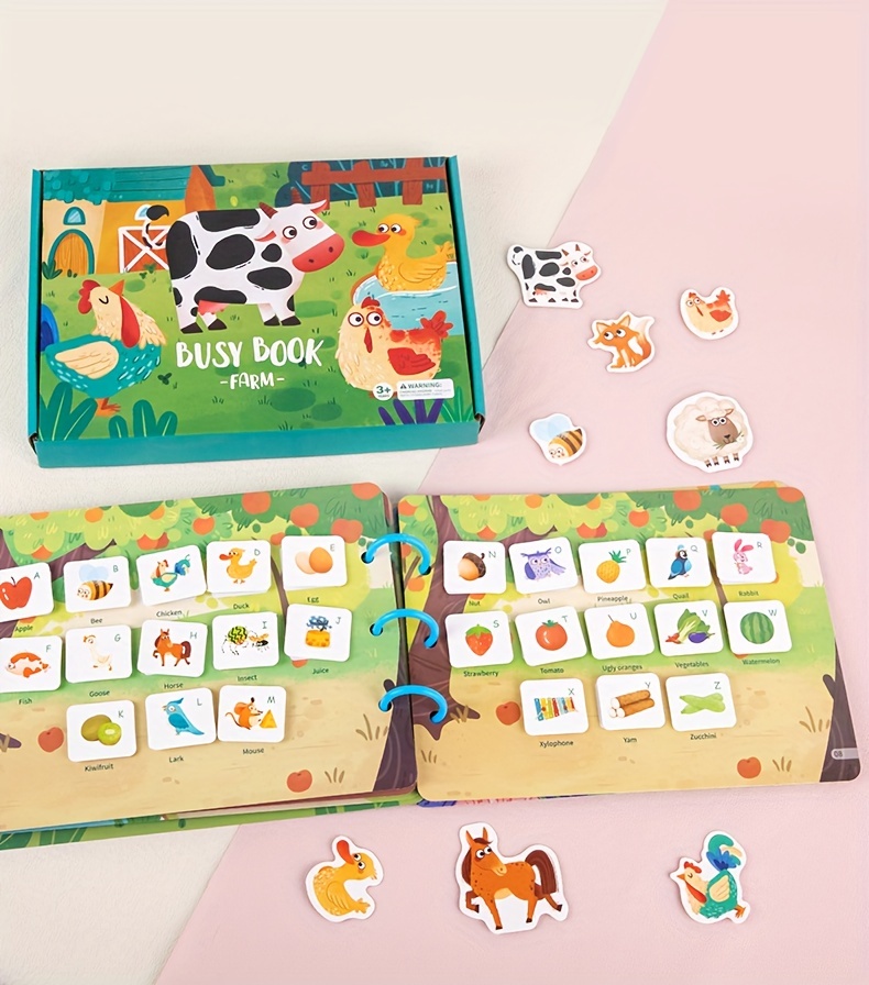 Engage Your Child's Imagination With This 2-Piece Montessori Busy Book Set  - Dinosaur & Farm Themed Learning Toys!