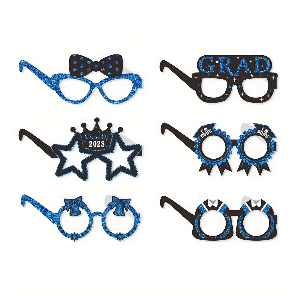Gafas de fiesta de graduación 2023, 18 lentes de papel con purpurina para  cabina de fotos, accesorios para clase de 2023, máscaras de fiesta de