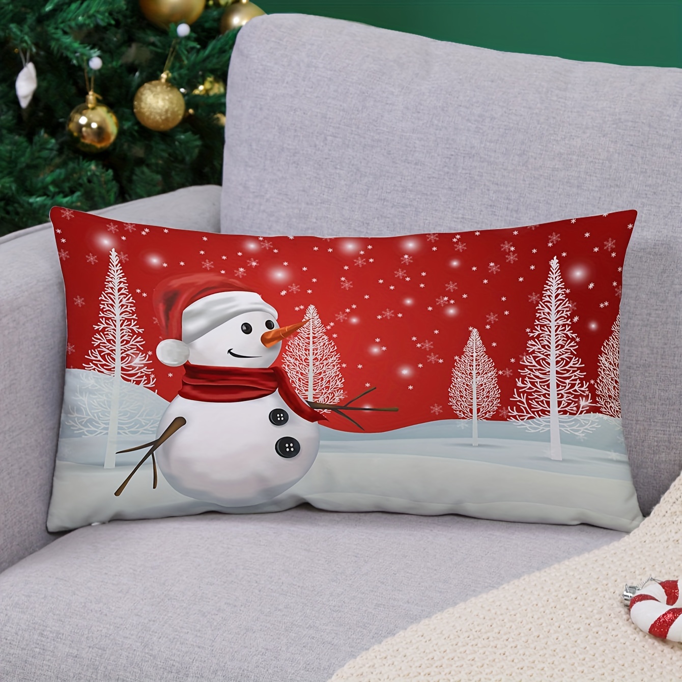 TEMU 1pc Festive Christmas Gift Throw Pillow Cover For Home Sofa Car Decor Cushion Cover, Pillow Cover, Home Decor, Room Decor, Bedroom Decor, Living