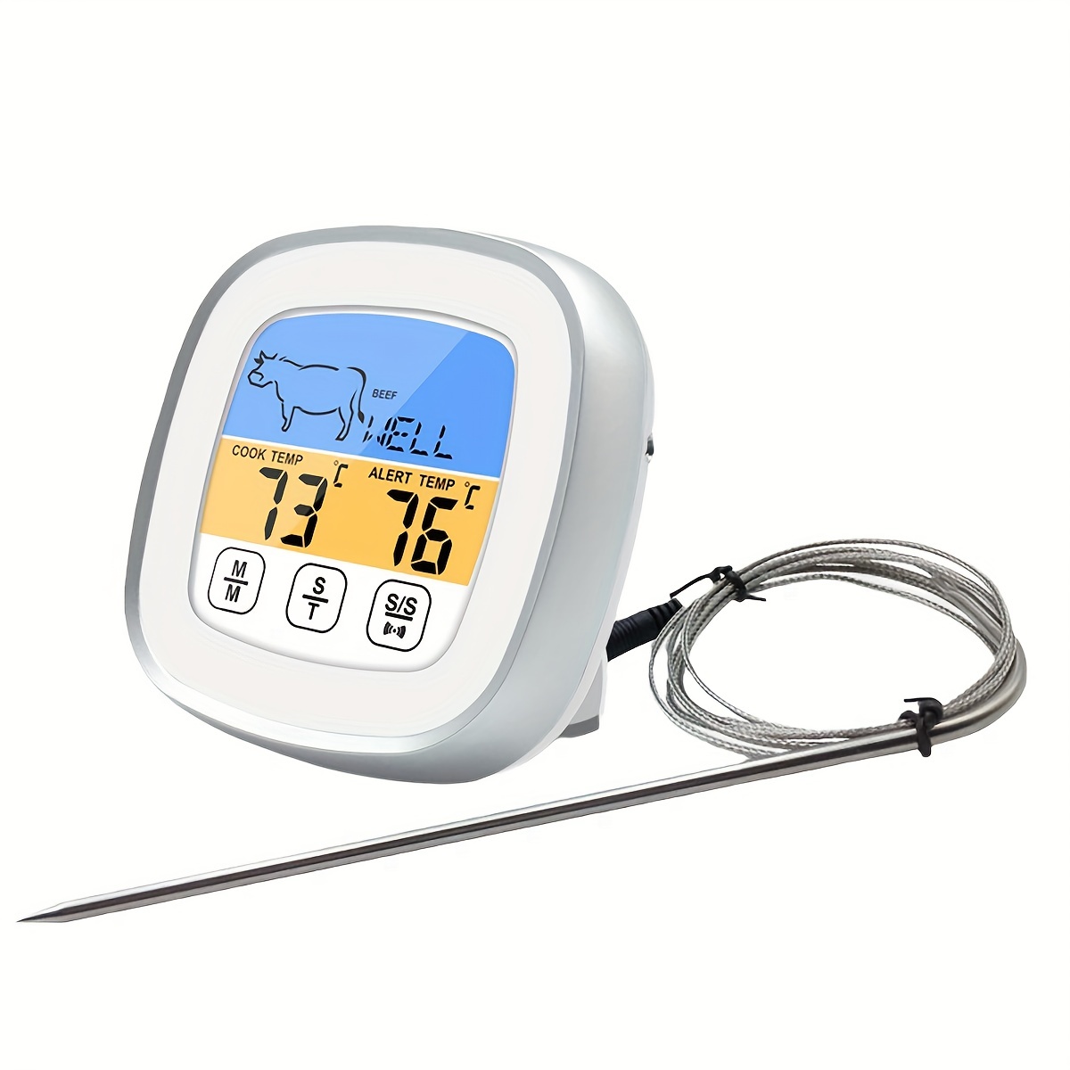 Thermomètre de cuisson numérique à lecture instantanée à sonde longue avec  rétroéclairage