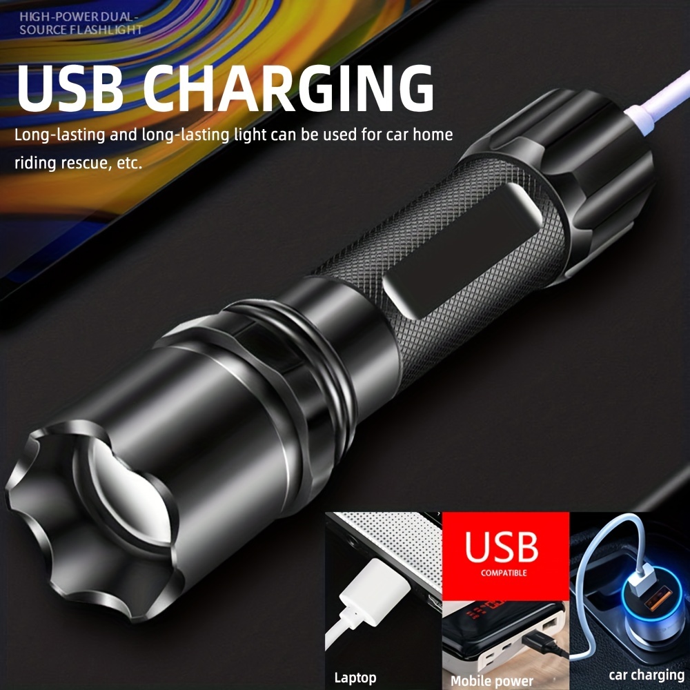 Rechargeable Led Torch Light Long Battery Life Battery - Temu