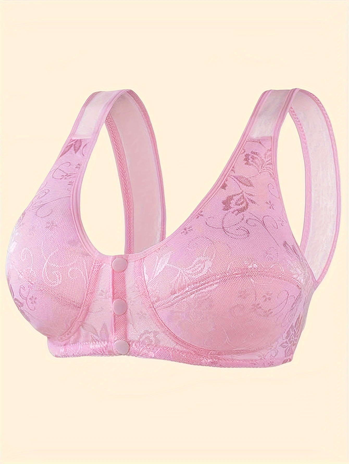 Contrast Lace Wireless Bras Comfy Breathable Front Buckle - Temu