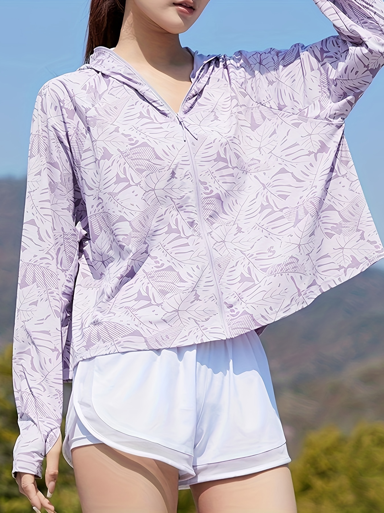 Mujer Upf 50+ Protección Solar Manga Larga Camiseta Deportiva Aire Libre,  Top Atlético, Ropa Protección Solar Manga Larga Color Sólido Cuello Redondo, Envío Gratuito Nuevos Usuarios